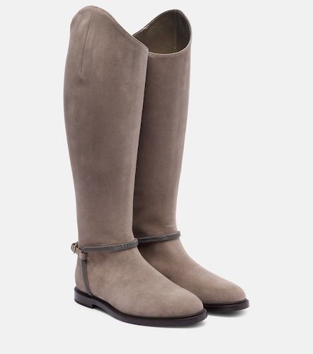 Monili suede knee-high boots - Brunello Cucinelli - Modalova