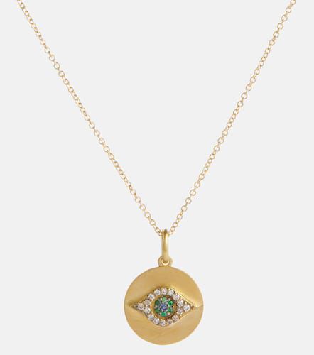Evil Eye 18kt yellow necklace with 1.02ct emeralds - Ileana Makri - Modalova
