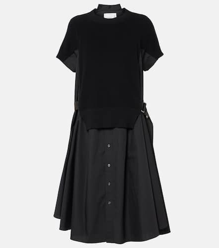 Striped jersey and poplin shirt dress - Sacai - Modalova