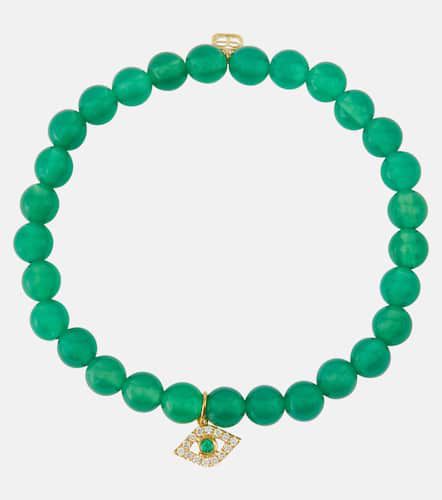 Evil Eye 14kt gold and onyx bracelet with an emerald and diamonds - Sydney Evan - Modalova