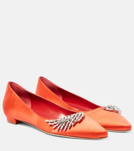 Bailarinas Pluma de satén adornadas - Manolo Blahnik - Modalova