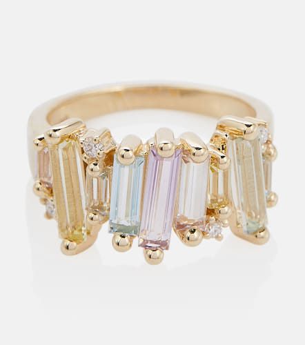 Ring Pastel Rainbow aus 14kt Gelbgold mit Diamanten und Saphiren - Suzanne Kalan - Modalova