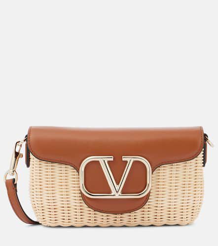 LocÃ² Small woven leather-trimmed shoulder bag - Valentino Garavani - Modalova