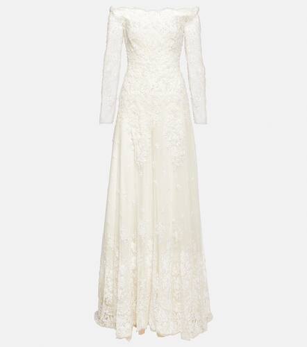 Bridal beaded off-shoulder lace gown - Costarellos - Modalova