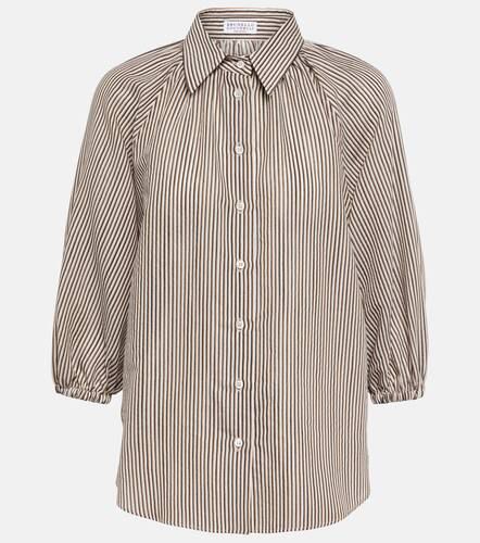 Striped cotton and silk-blend shirt - Brunello Cucinelli - Modalova