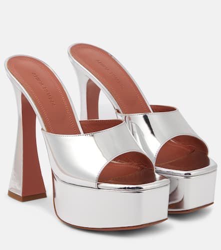 Dalida mirrored leather platform mules - Amina Muaddi - Modalova