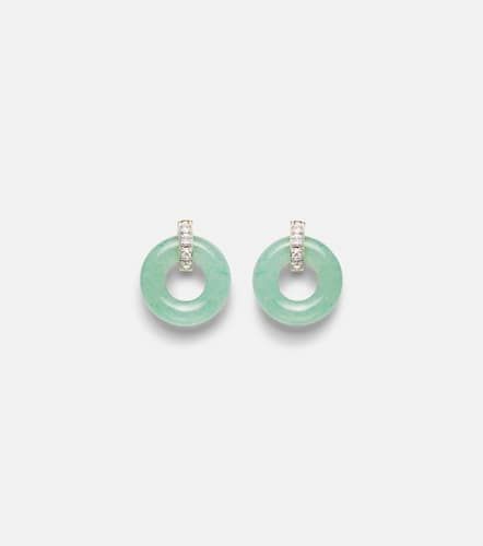 Kt gold earrings with jade and diamonds - Mateo - Modalova