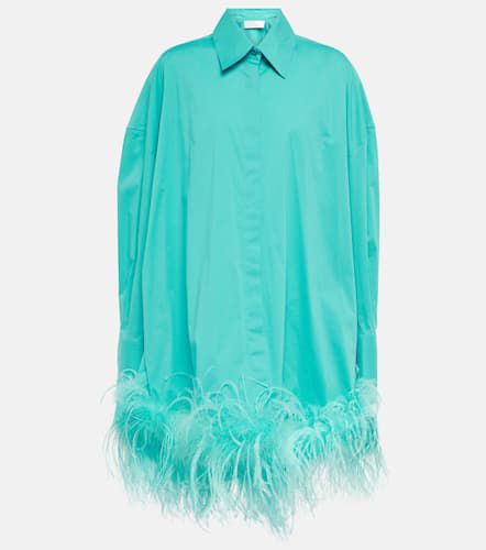 Feather-trimmed cotton shirt dress - Giuseppe di Morabito - Modalova