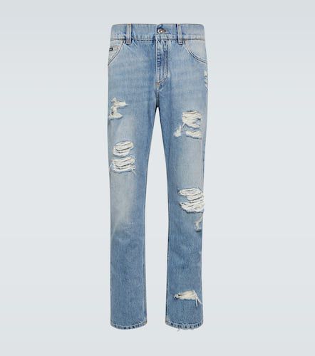 Jeans rectos de tiro medio desgastados - Dolce&Gabbana - Modalova