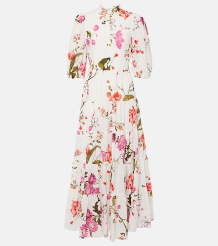 Floral tiered cotton seersucker midi dress - Erdem - Modalova