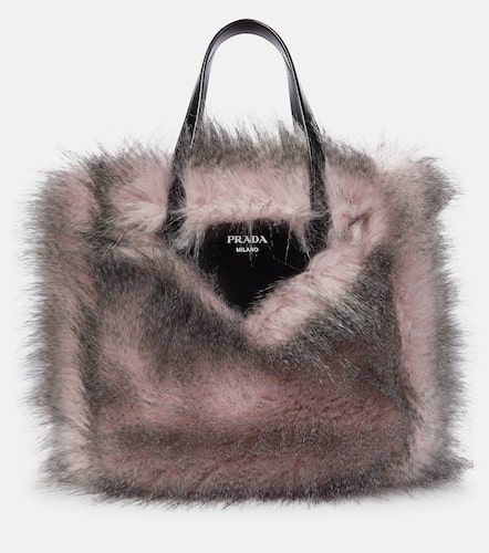 Prada Leather-trimmed faux fur tote - Prada - Modalova