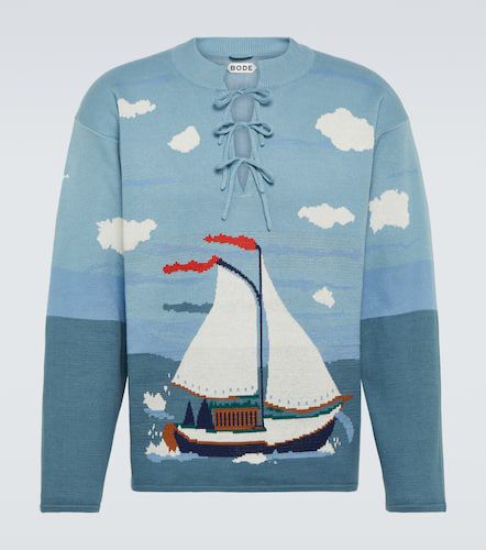 Pinafore bow-detail cotton jacquard sweater - Bode - Modalova