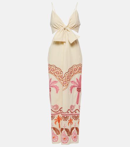 Embroidered printed cotton-blend midi dress - Johanna Ortiz - Modalova