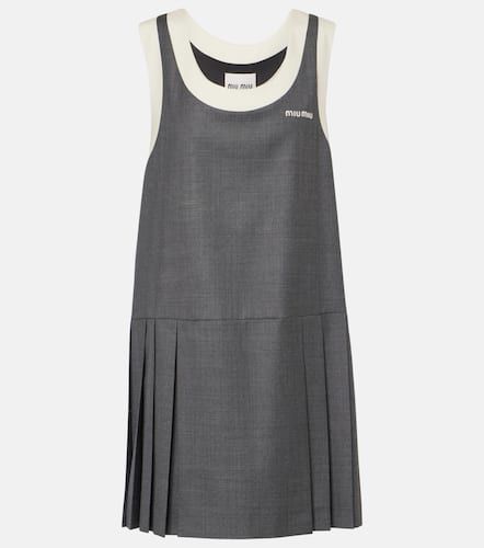 Logo wool grisaille minidress - Miu Miu - Modalova