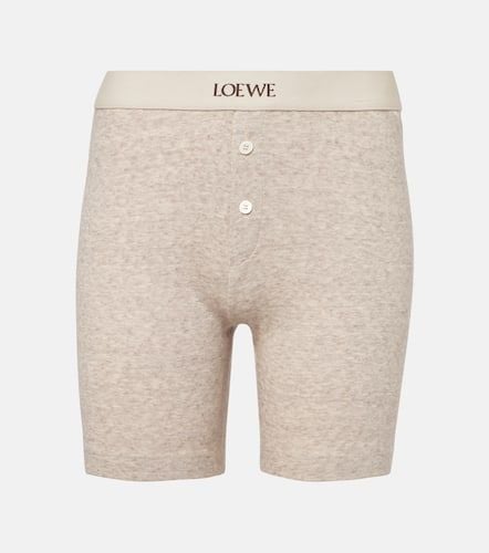 Shorts in cotone e lana con logo - Loewe - Modalova