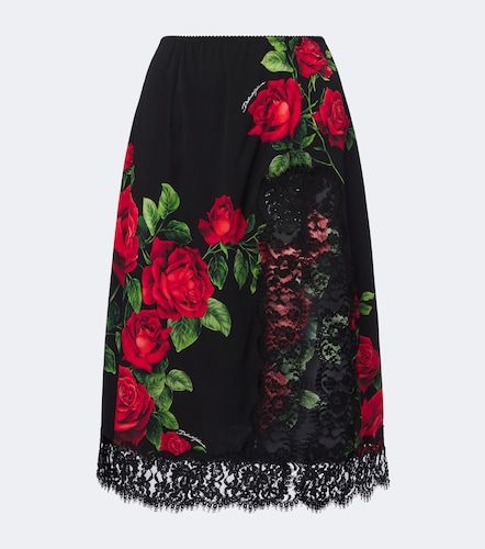 Gonna midi in misto seta e cotone - Dolce&Gabbana - Modalova