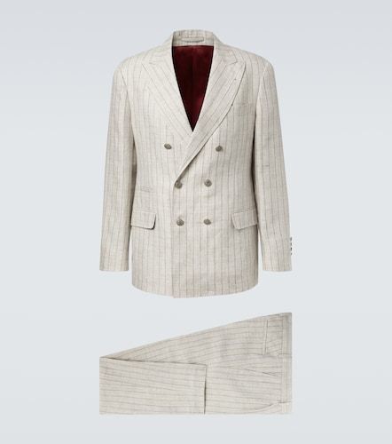 Pinstripe linen suit - Brunello Cucinelli - Modalova