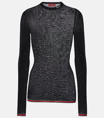 Top Web Stripe aus Kaschmir und Seide - Gucci - Modalova