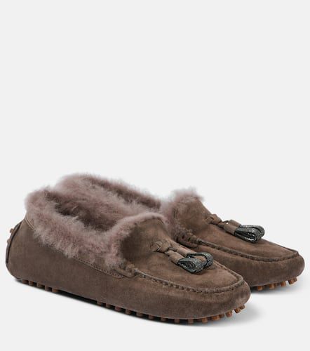 Monili-embellished suede loafers - Brunello Cucinelli - Modalova