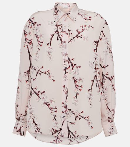 Camicia oversize in seta con stampa floreale - Alexander McQueen - Modalova