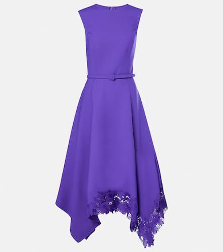 Peony lace-trimmed wool-blend midi dress - Oscar de la Renta - Modalova