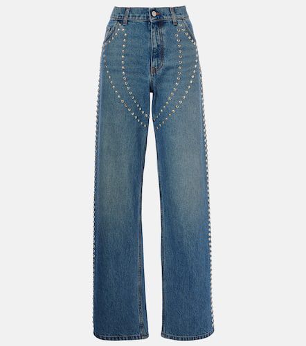 Jeans a gamba larga e vita bassa con borchie - Stella McCartney - Modalova