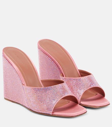 Lupita embellished satin wedge sandals - Amina Muaddi - Modalova