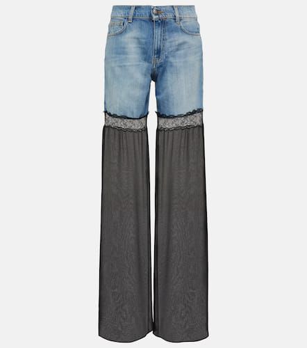 Jeans anchos de tiro medio con encaje - Nensi Dojaka - Modalova
