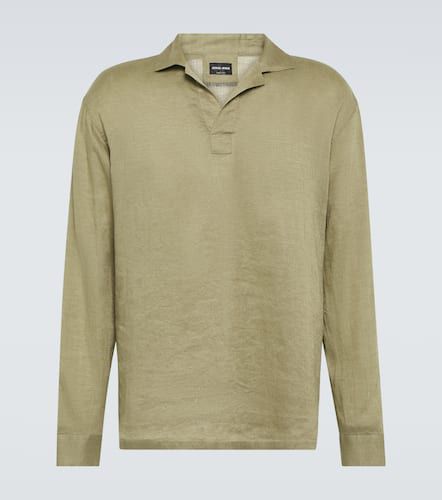 Linen canvas polo shirt - Giorgio Armani - Modalova