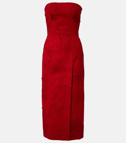 Distressed strapless suede midi dress - Alexander McQueen - Modalova