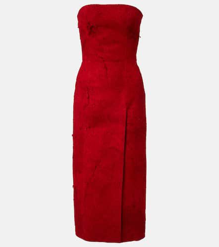 Vestido midi de ante con efecto desgastado - Alexander McQueen - Modalova