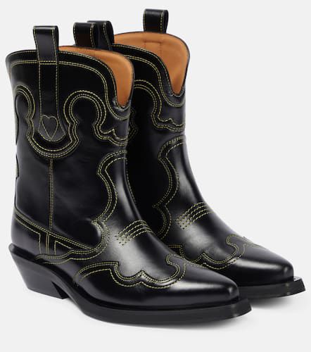 Ganni Leather cowboy boots - Ganni - Modalova