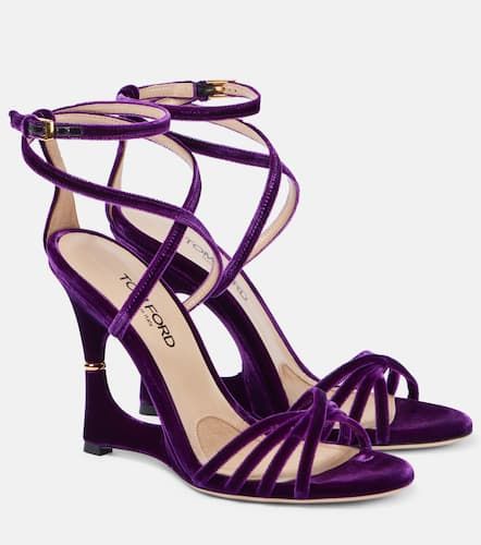 Sandalias con cuña Paradis de terciopelo - Tom Ford - Modalova