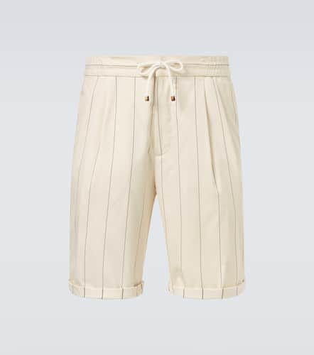Striped wool and cotton Bermuda shorts - Brunello Cucinelli - Modalova