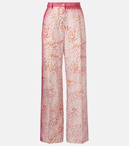 Pantaloni a gamba larga in seta con stampa - Dries Van Noten - Modalova