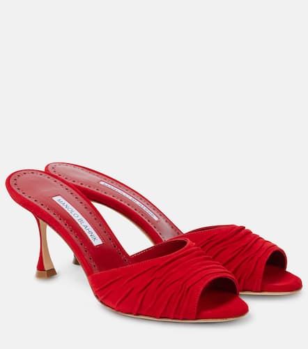 Pantoletten Pirua 70 aus Veloursleder - Manolo Blahnik - Modalova