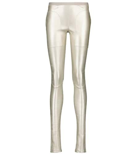 Metallic leather and cotton leggings - Rick Owens - Modalova