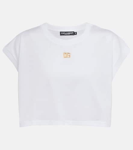 Logo cotton jersey crop top - Dolce&Gabbana - Modalova
