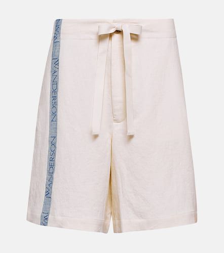 High-rise cotton and linen shorts - JW Anderson - Modalova