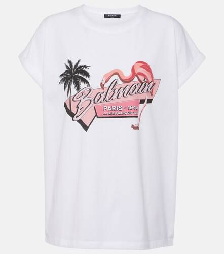 T-Shirt Rosa Flamingo aus Baumwoll-Jersey - Balmain - Modalova