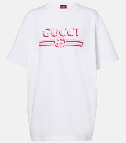 T-shirt in jersey di cotone con logo - Gucci - Modalova