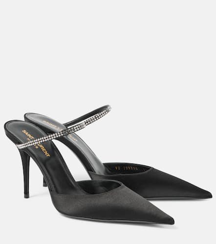 Barbara 90 embellished satin mules - Saint Laurent - Modalova