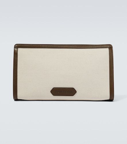 Leather-trimmed canvas pouch - Tom Ford - Modalova