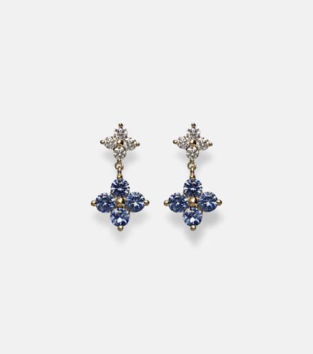 Pendientes Luckiest Clover de oro de 10 ct con zafiros y diamantes - Stone and Strand - Modalova