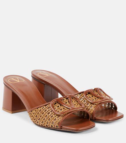 Tess leather and raffia mules - Valentino Garavani - Modalova