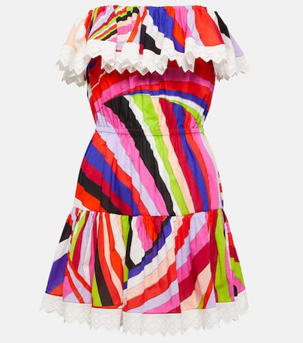 Printed strapless cotton minidress - Pucci - Modalova
