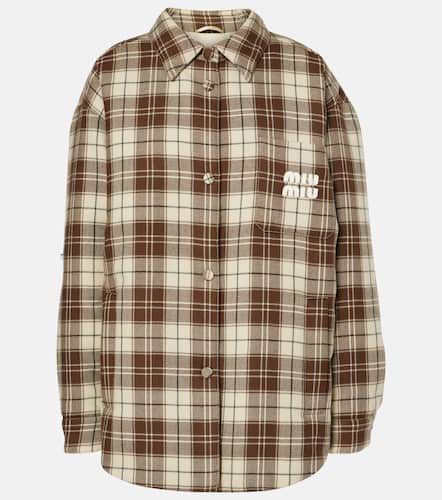 Logo checked wool down jacket - Miu Miu - Modalova