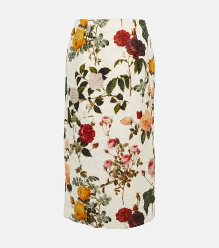 Floral cotton-blend pencil skirt - Oscar de la Renta - Modalova