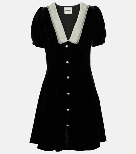 V-neck organza-trimmed velvet minidress - Miu Miu - Modalova