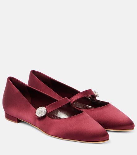 Verzierte Mary-Jane-Ballerinas Marijanaflat aus Satin - Manolo Blahnik - Modalova